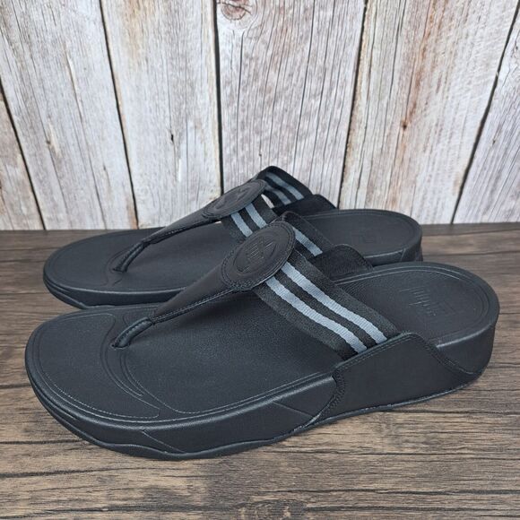 FitFlop Walkstar Toe Post Sandals Black Women's Sz 11 (Worn Once) - Picture 1 of 8